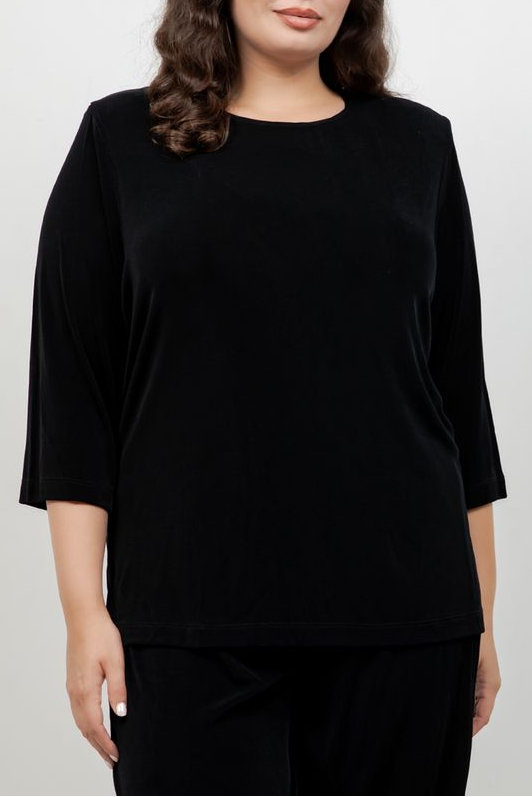 Tops Vikki Vi Classic Black 3/4 Sleeve Top