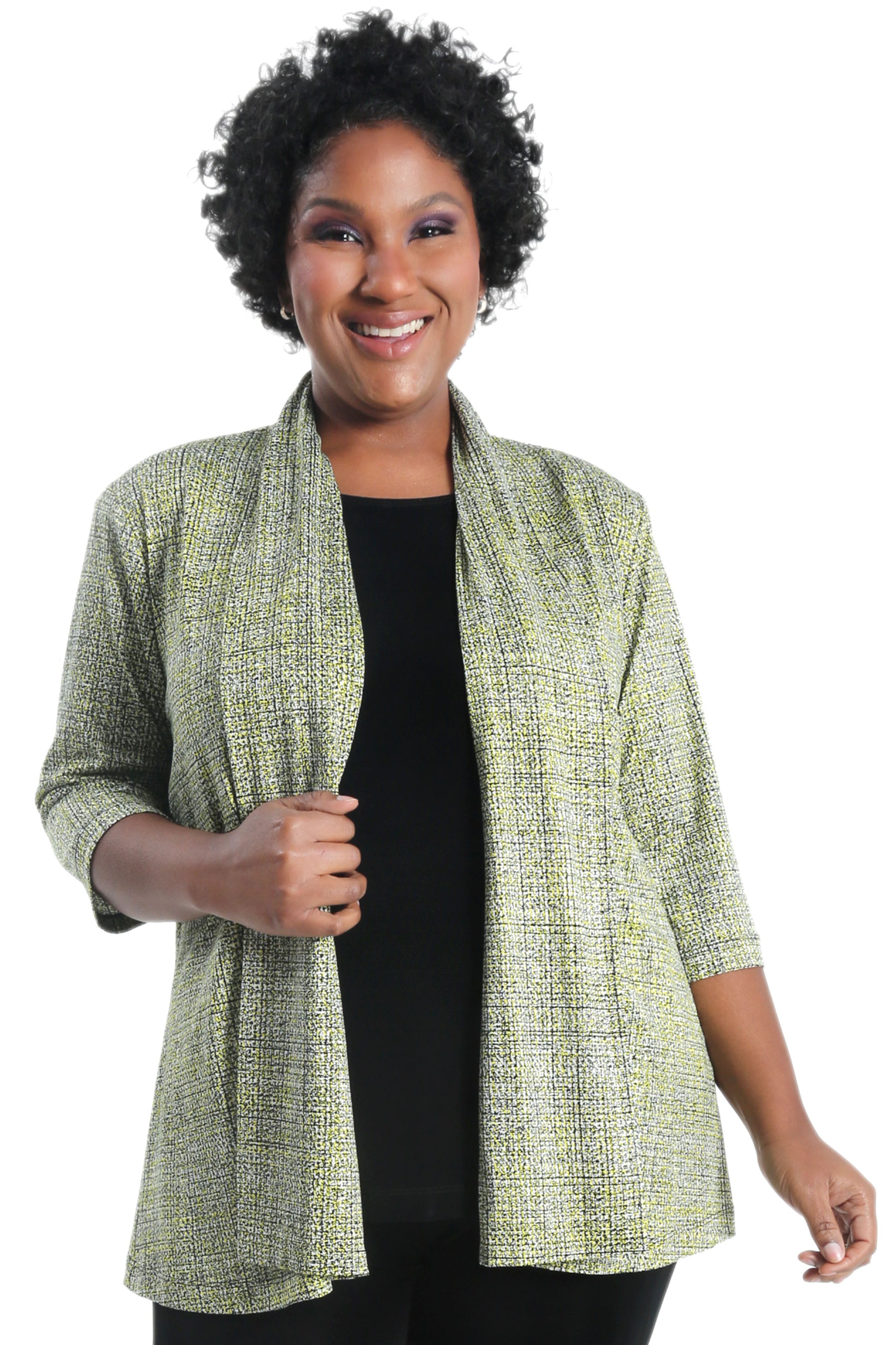 Jackets Vikki Vi Jersey Lemon Twill 3/4 Sleeve Kimono Jacket