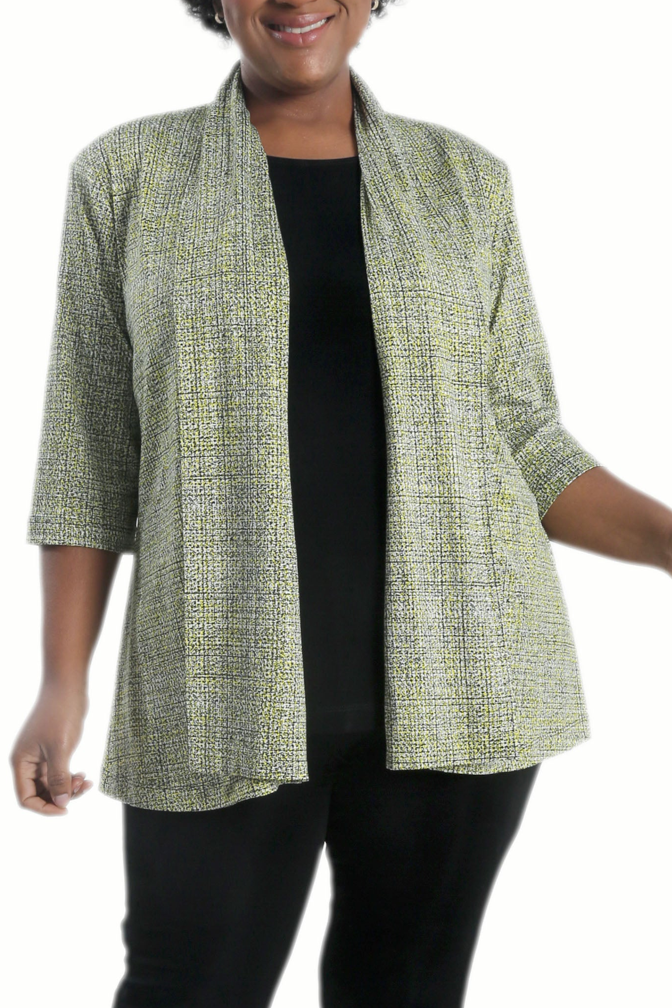 Jackets Vikki Vi Jersey Lemon Twill 3/4 Sleeve Kimono Jacket