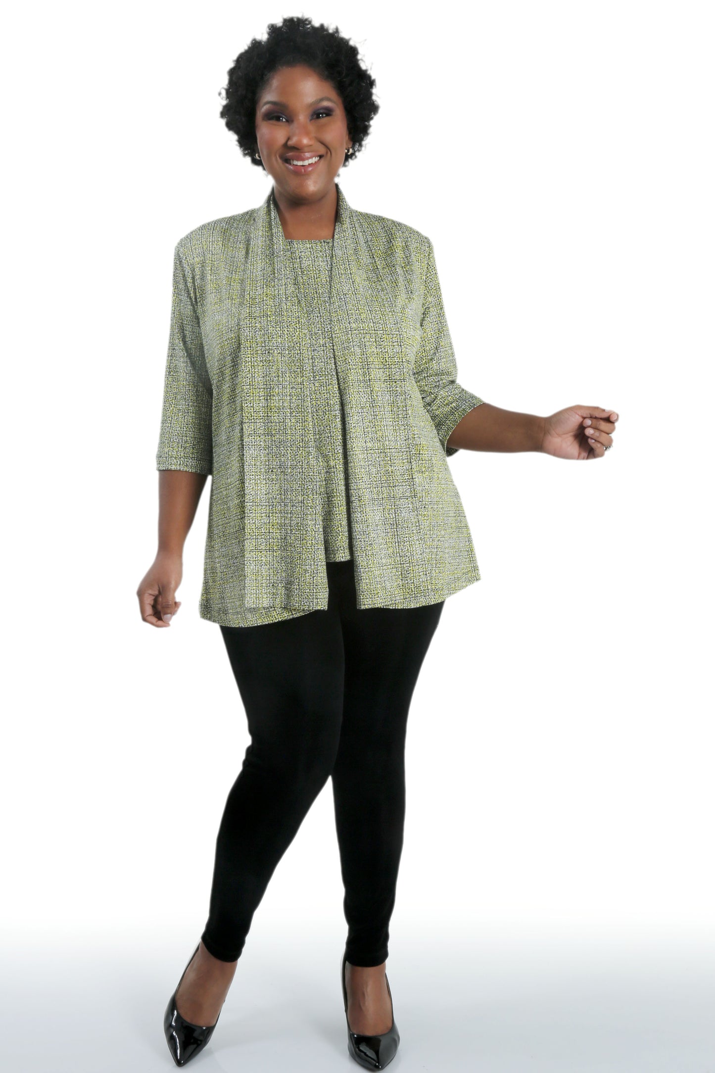 Jackets Vikki Vi Jersey Lemon Twill 3/4 Sleeve Kimono Jacket