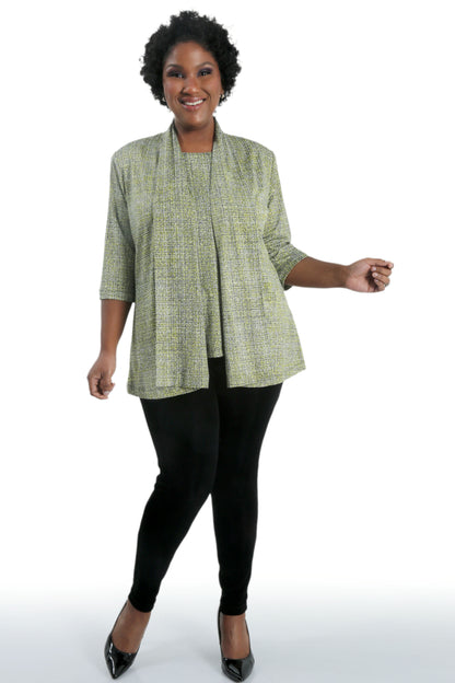 Jackets Vikki Vi Jersey Lemon Twill 3/4 Sleeve Kimono Jacket