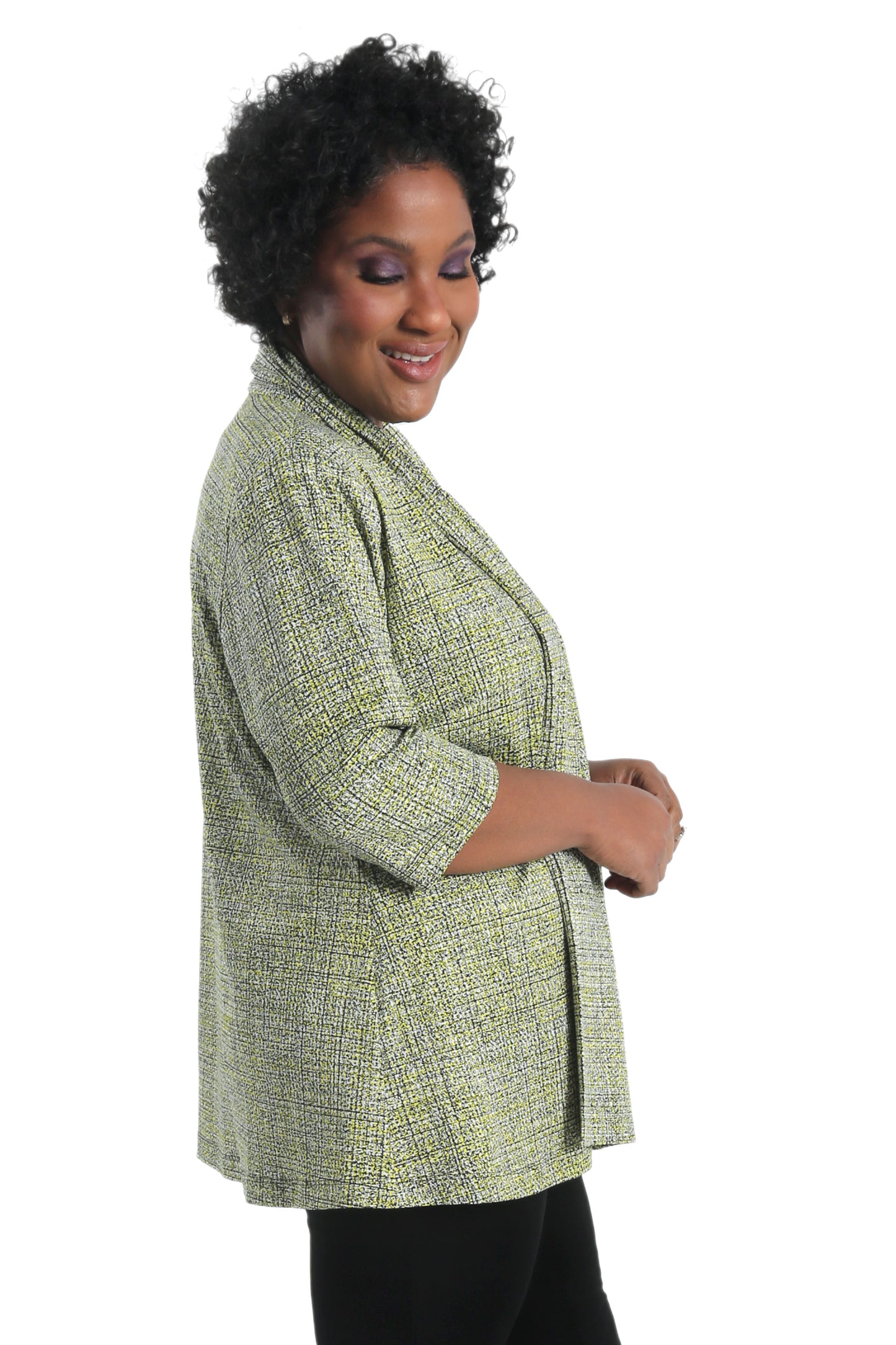 Jackets Vikki Vi Jersey Lemon Twill 3/4 Sleeve Kimono Jacket