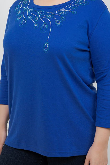 Tops Peacock 3/4 Sleeve Tee