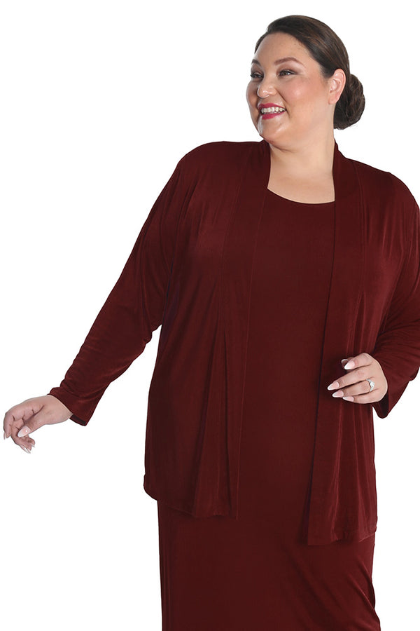 Vikki Vi Silky Classic Wine Kimono Jacket