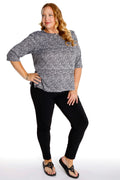 Vikki Vi Jersey Snow Leopard 3/4 Sleeve Top
