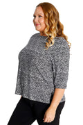 Vikki Vi Jersey Snow Leopard 3/4 Sleeve Top