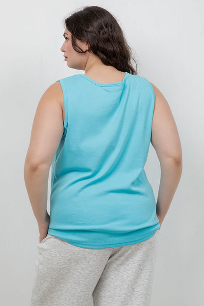 Tops Aqua Cotton Tank