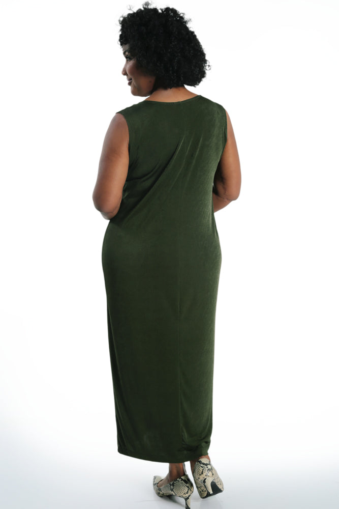 Dresses Vikki Vi Silky Classic Olive Maxi Tank Dress