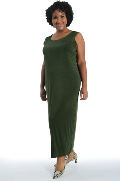 Dresses Vikki Vi Silky Classic Olive Maxi Tank Dress