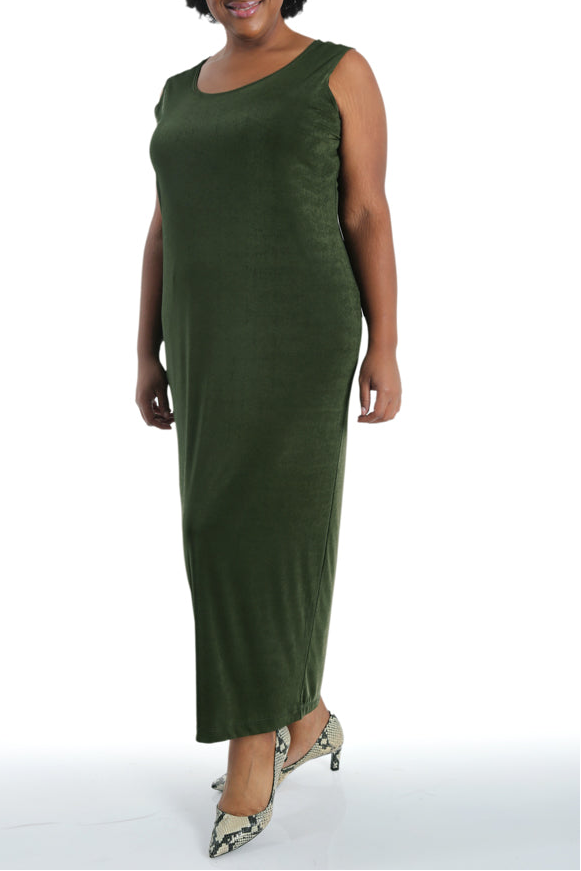 Dresses Vikki Vi Silky Classic Olive Maxi Tank Dress