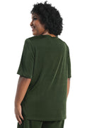 Vikki Vi Silky Classic Olive Short Sleeve Tunic
