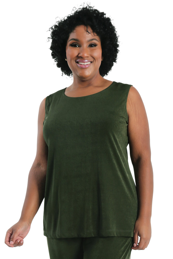 Tops Vikki Vi Silky Classic Olive Tank