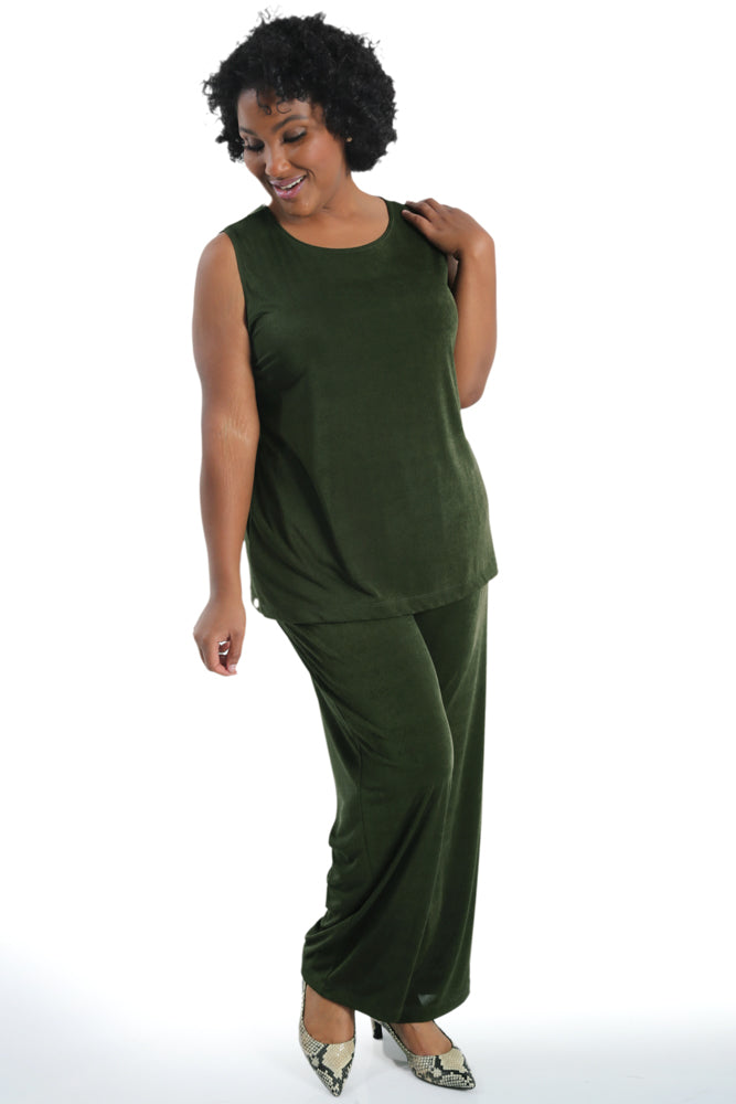 Tops Vikki Vi Silky Classic Olive Tank