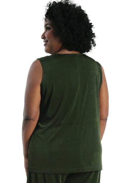 Tops Vikki Vi Silky Classic Olive Tank