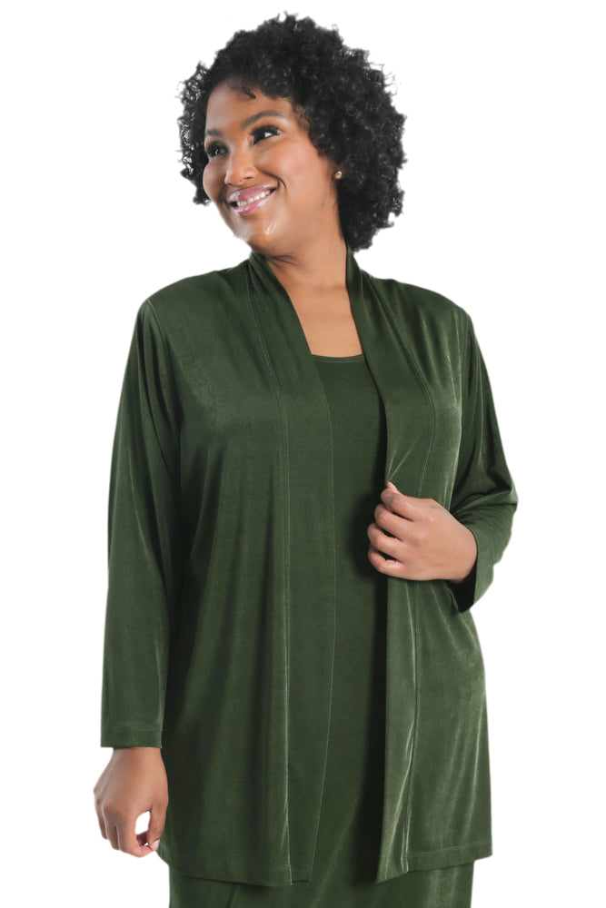 Jackets Vikki Vi Silky Classic Olive Kimono Jacket