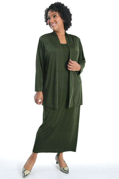 Dresses Vikki Vi Silky Classic Olive Maxi Tank Dress