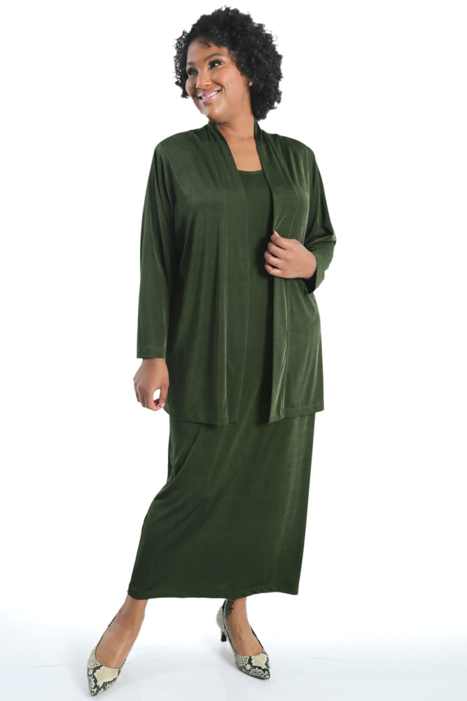 Jackets Vikki Vi Silky Classic Olive Kimono Jacket