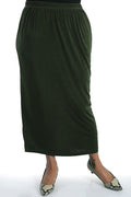 Vikki Vi Silky Classic Olive Straight Maxi Skirt