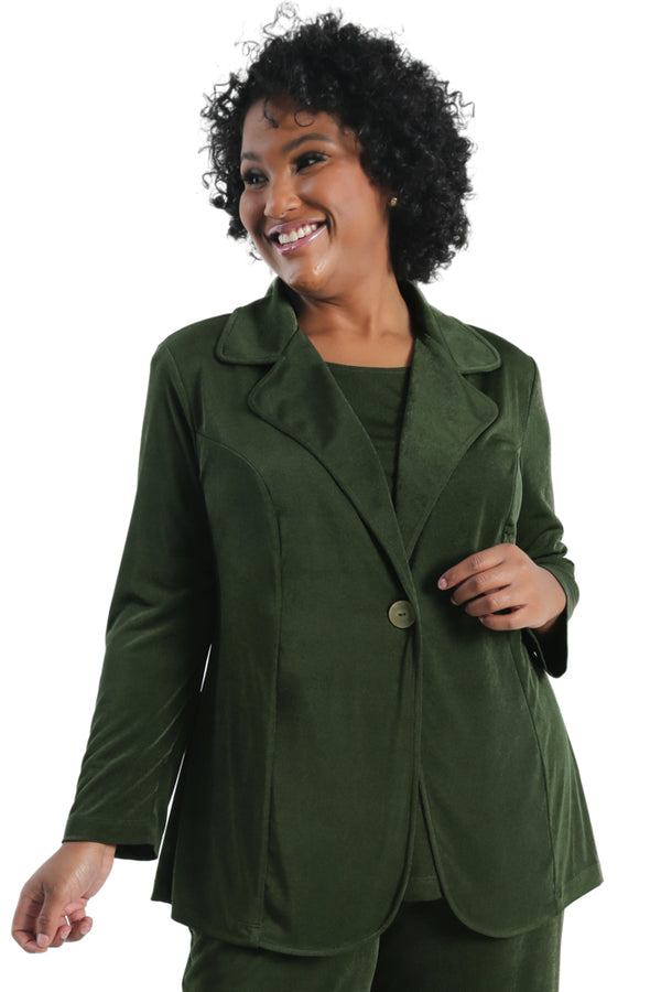 Vikki Vi Silky Classic Olive Blazer