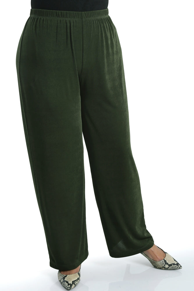 Pants Vikki Vi Silky Classic Olive Petite Pull-On Pant