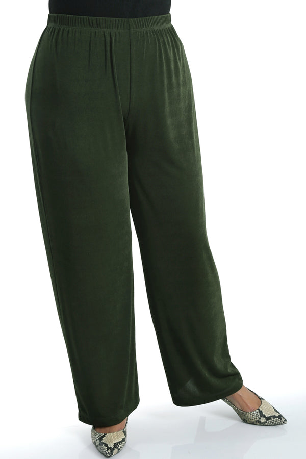 Vikki Vi Silky Classic Olive Petite Pull-On Pant