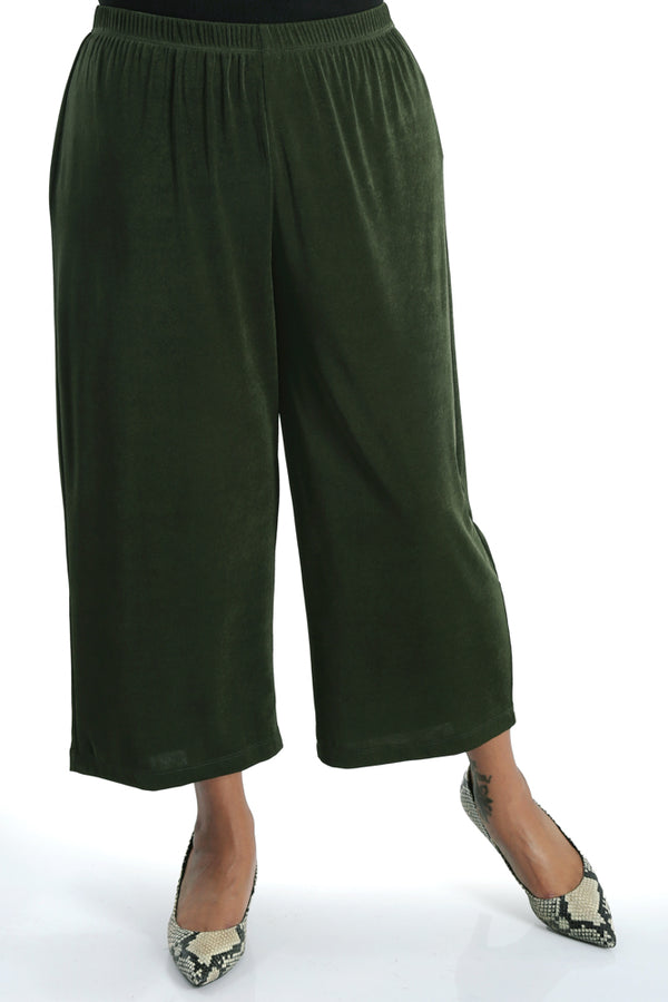 Vikki Vi Silky Classic Olive Crop Pant