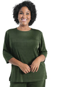 Vikki Vi Silky Classic Olive 3/4 Sleeve Top