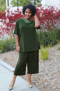 Vikki Vi Silky Classic Olive Short Sleeve Tunic