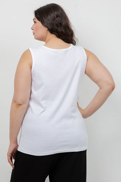 Tops White Cotton Tank