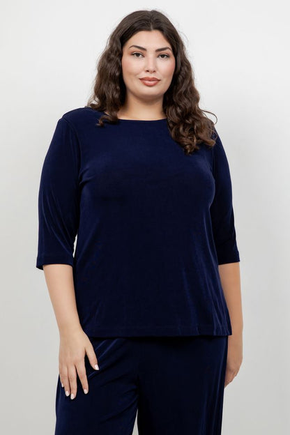 Vikki Vi Classic Navy 3/4 Sleeve Top
