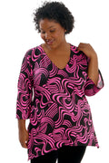 Vikki Vi Jersey Fuchsia Abstract Sharkbite Tunic