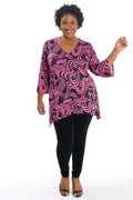 Vikki Vi Jersey Fuchsia Abstract Sharkbite Tunic