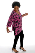 Vikki Vi Jersey Fuchsia Abstract Sharkbite Tunic