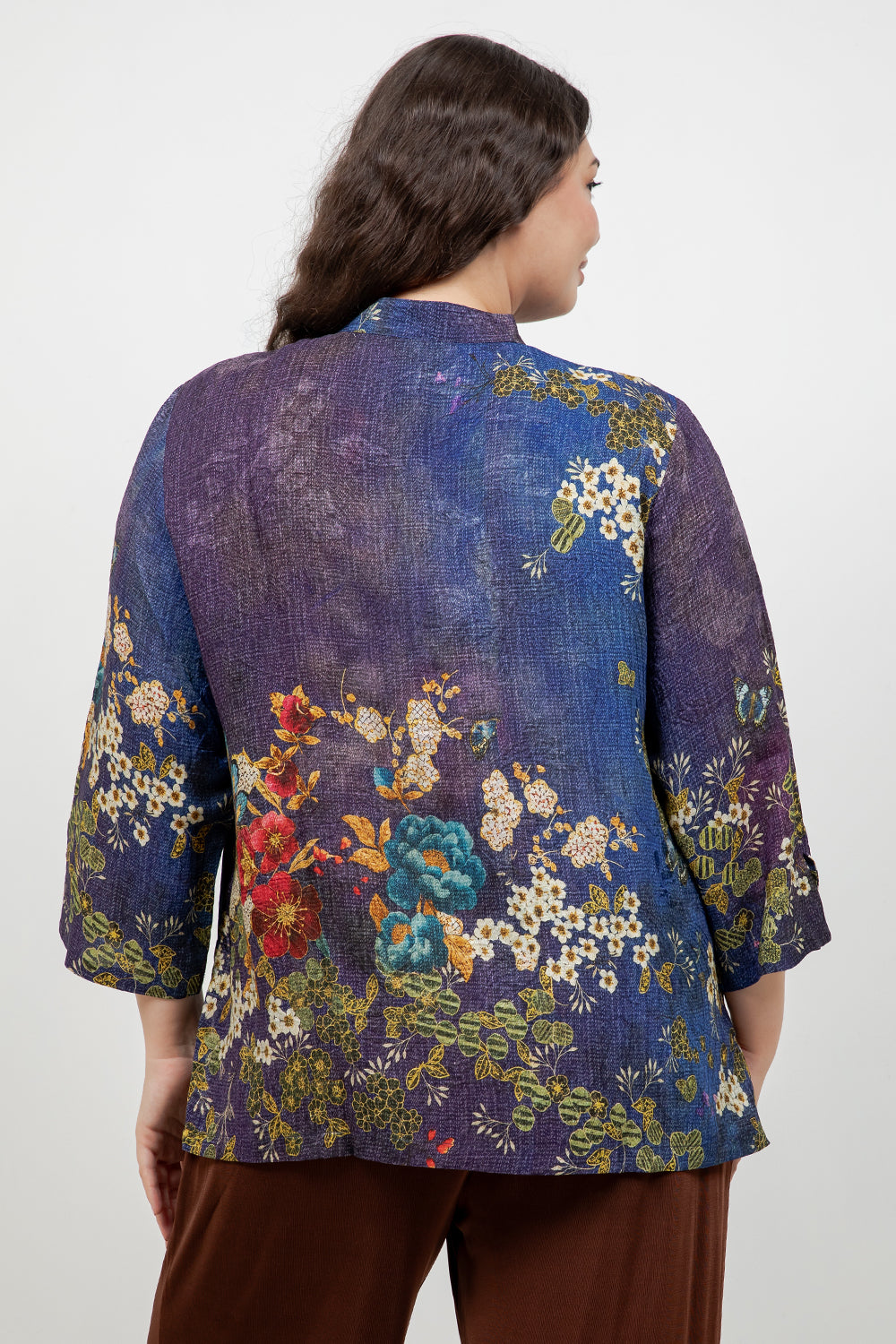 Peony and Blooming Cherry Silk Blouse