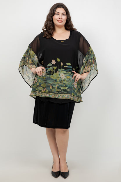 Peaceful Lotus Pond Double Layer Silk Top