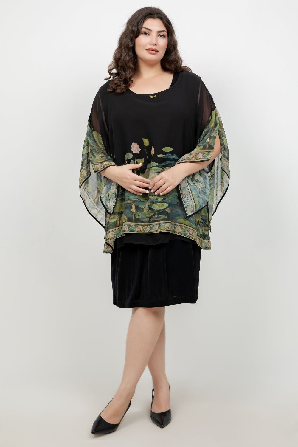 Peaceful Lotus Pond Double Layer Silk Top