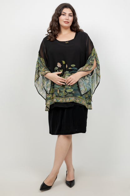 Peaceful Lotus Pond Double Layer Silk Top