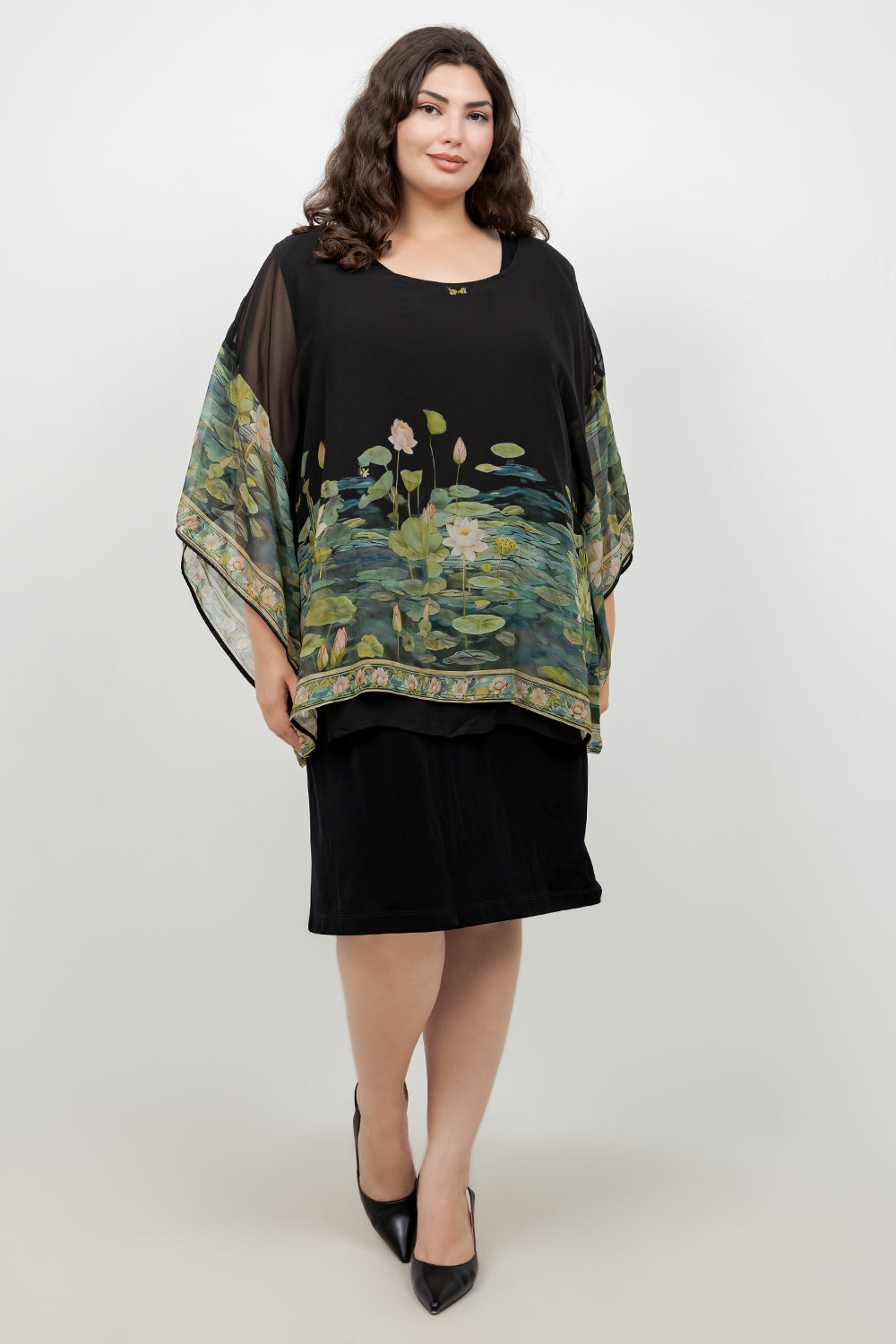 Peaceful Lotus Pond Double Layer Silk Top