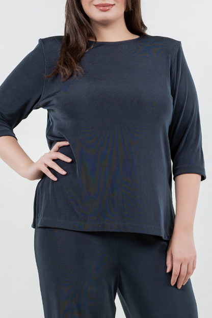 Tops Vikki Vi Classic Graphite 3/4 Sleeve Top