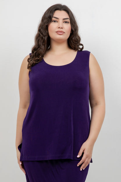 Tops Vikki Vi Classic Royal Purple Sleeveless Tunic