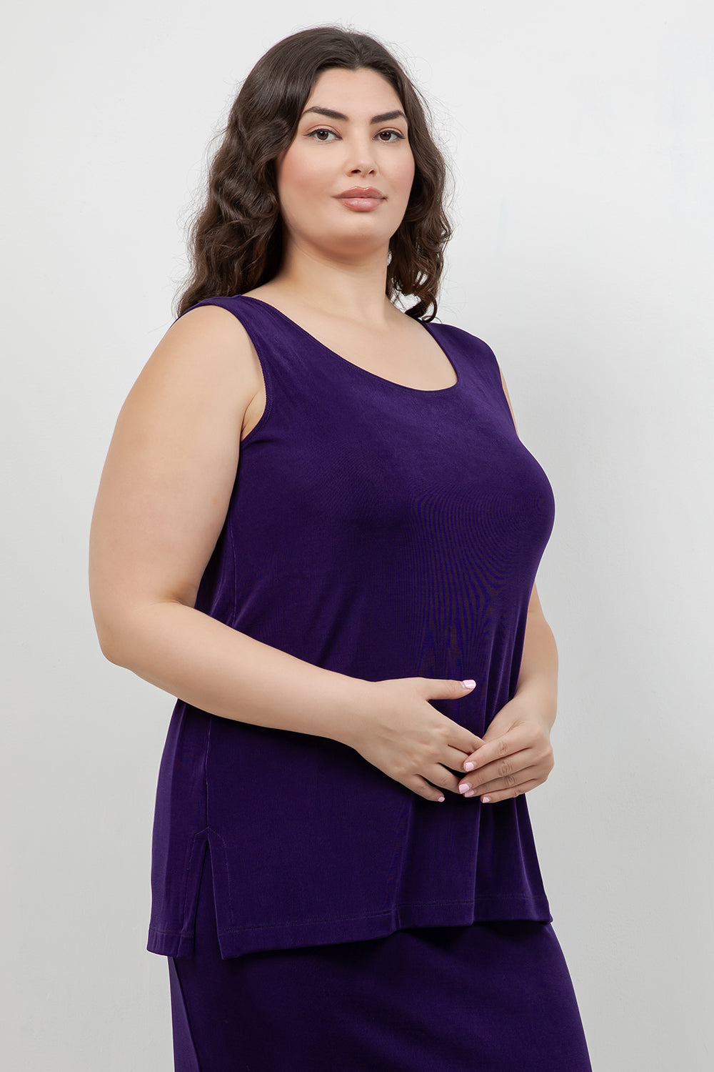 Tops Vikki Vi Classic Royal Purple Sleeveless Tunic