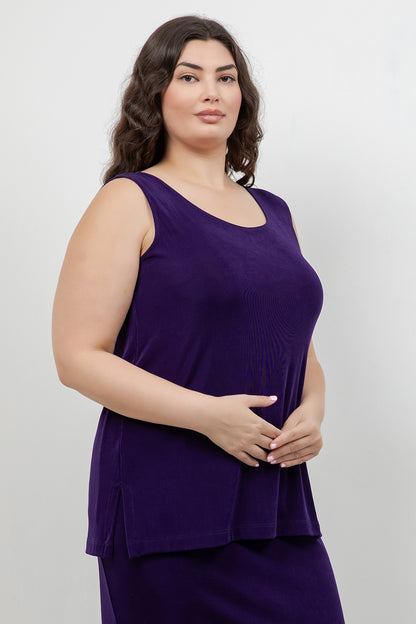 Tops Vikki Vi Classic Royal Purple Sleeveless Tunic
