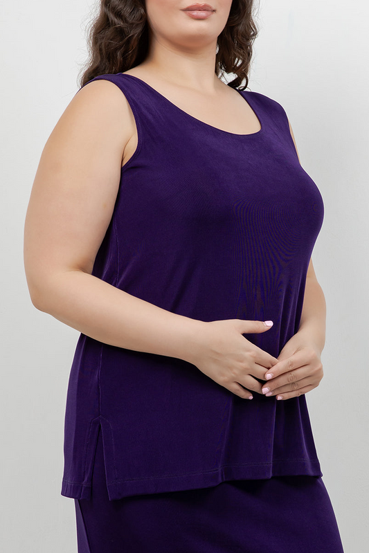 Tops Vikki Vi Classic Royal Purple Sleeveless Tunic