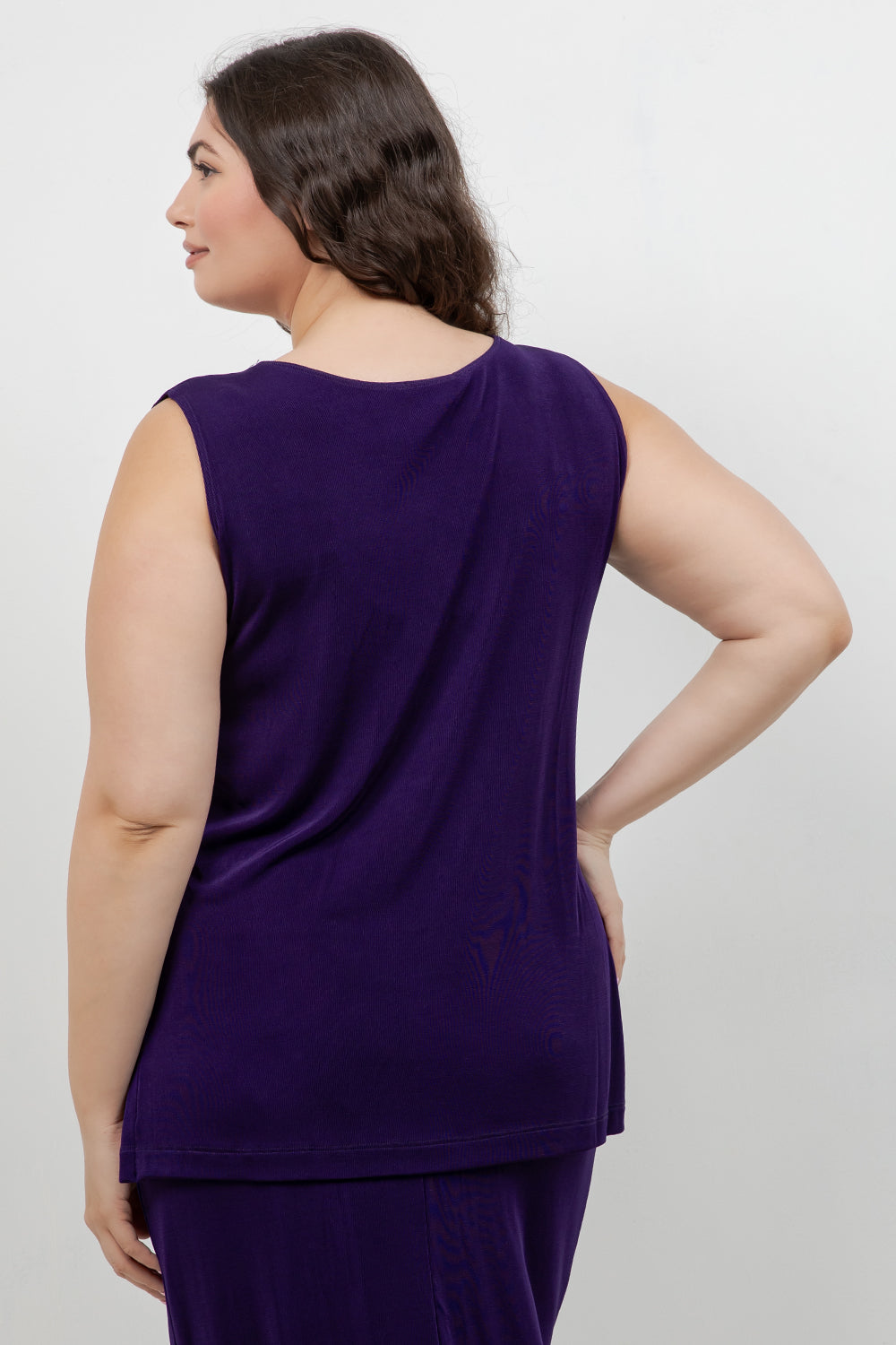 Tops Vikki Vi Classic Royal Purple Sleeveless Tunic