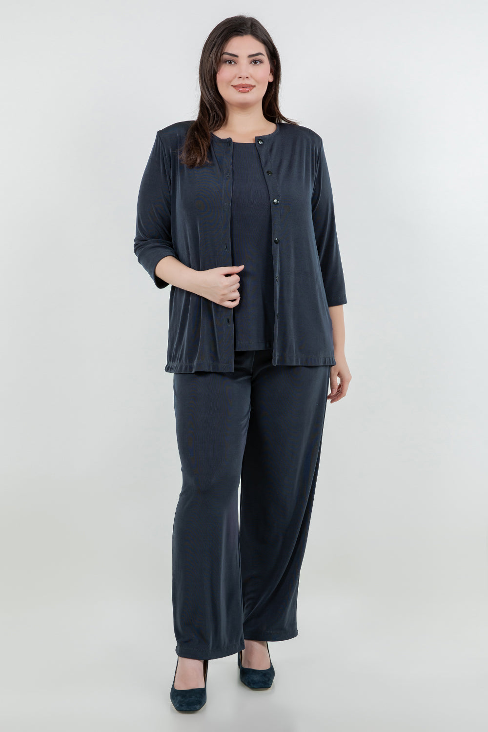 Jackets Vikki Vi Classic Graphite 3/4 Sleeve Cardigan