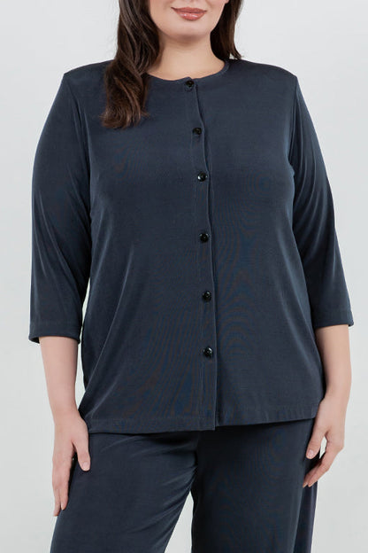 Jackets Vikki Vi Classic Graphite 3/4 Sleeve Cardigan