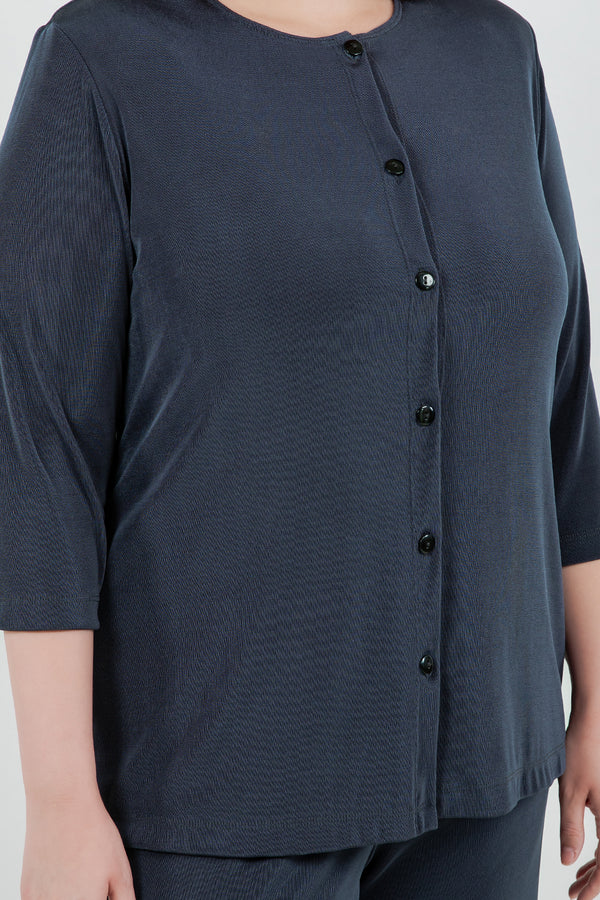 Vikki Vi Classic Graphite 3/4 Sleeve Cardigan