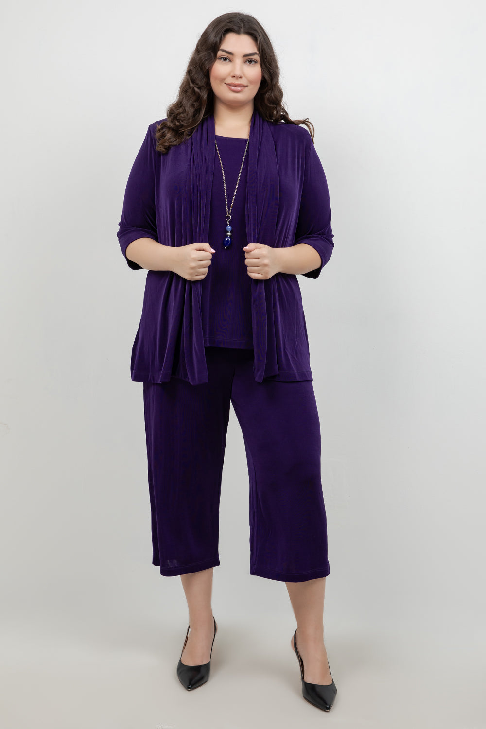 Jackets Vikki Vi Classic Royal Purple 3/4 Sleeve Kimono Jacket