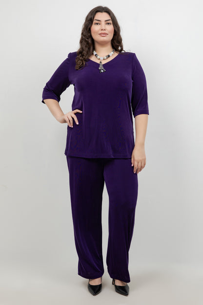 Pants Vikki Vi Classic Royal Purple Pull on Pant