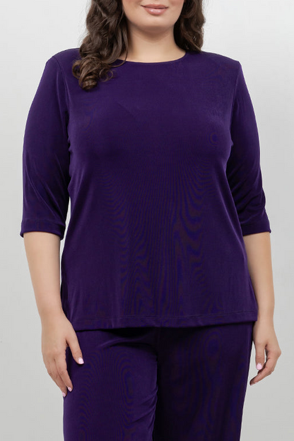 Tops Vikki Vi Classic Royal Purple 3/4 Sleeve Top